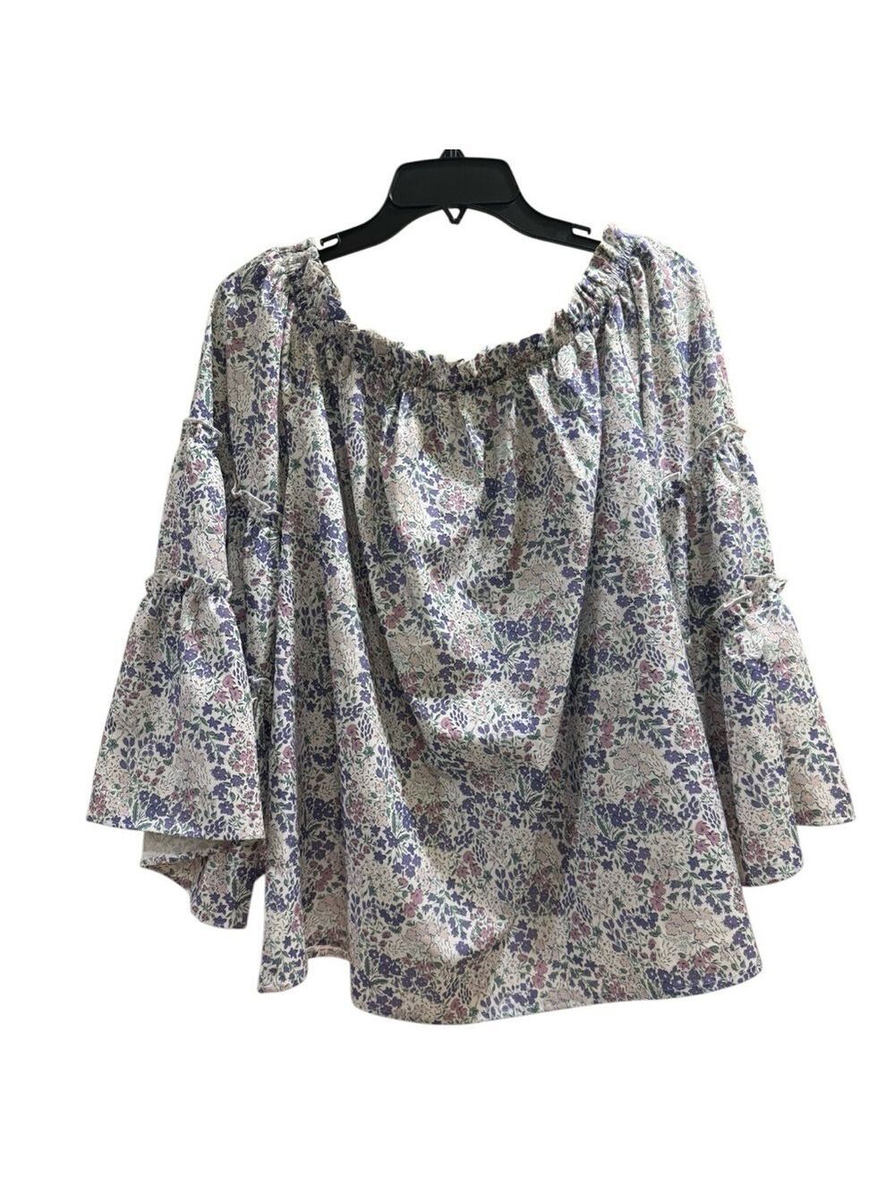 Floral Bell Sleeve Top Women's Medium
